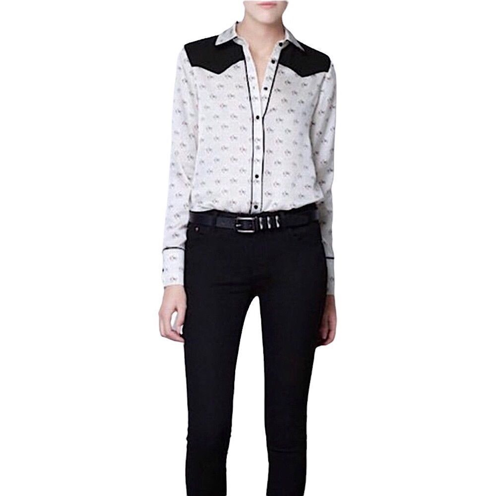 ASDS Modal Blend Spanish Button-Down Jockey Print Shirt sz S